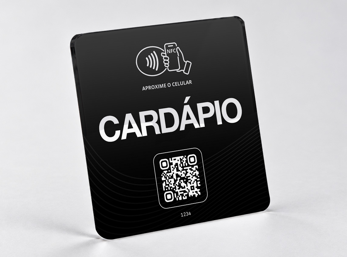 Placa NFC Acrílico 10 × 10 cm — Cardápio