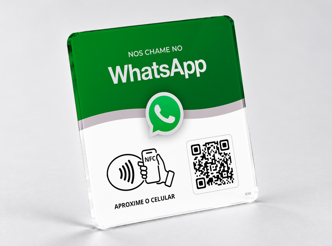 Placa NFC Acrílico 10 × 10 cm — WhatsApp