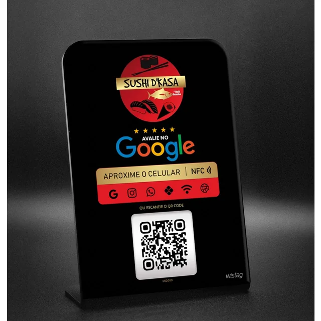 Projeto de placa NFC MultLinks do Sushi D’Kasa, com fundo preto e detalhes em vermelho e amarelo